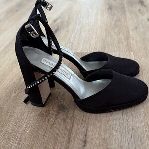 Elegant Black Heels with Rhinestone Strap